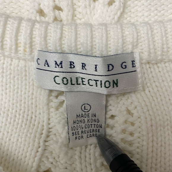Cambridge Collections Mens Size Large Ivory  Cable Knit Sweater - Picture 3 of 7